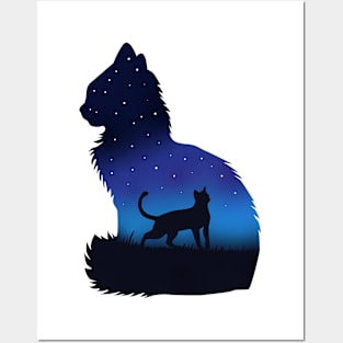 Cat Art silhouette Posters and Art